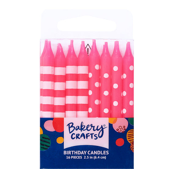 Pink Birthday Candles: Stripes + Dots | www.sprinklebeesweet.com