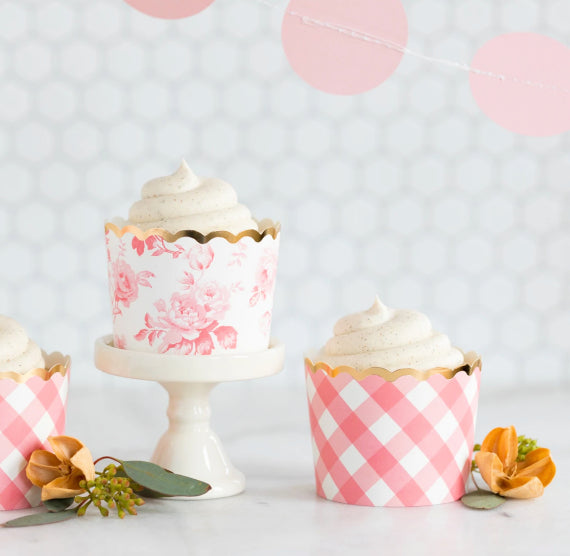 Pink Baking Cups: Gingham + Floral | www.sprinklebeesweet.com