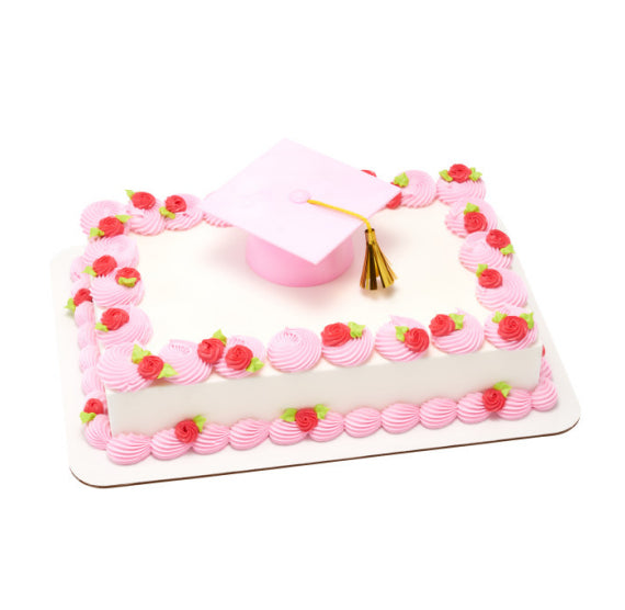 Light Pink Graduation Cap Cake Topper: 4" | www.sprinklebeesweet.com
