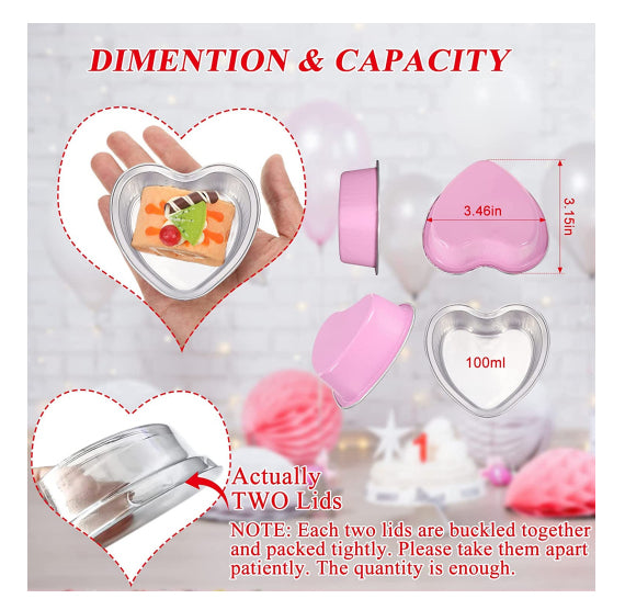 Foil Heart Shaped Snack Cake Pans with Lids: Pink | www.sprinklebeesweet.com