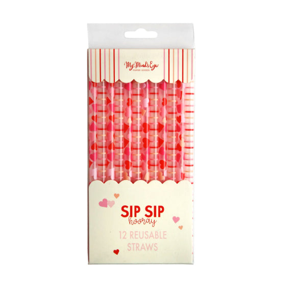 Reusable Straws: Valentine's Day Hearts + Stripes | www.sprinklebeesweet.com