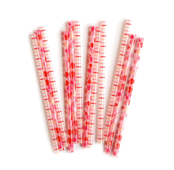 Reusable Straws: Valentine's Day Hearts + Stripes | www.sprinklebeesweet.com