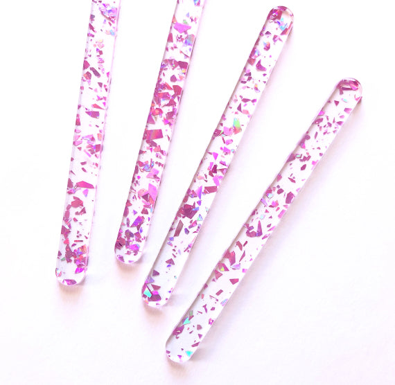 Acrylic Popsicle Sticks: Flake Glitter Ice Pink | www.sprinklebeesweet.com