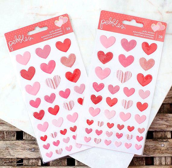 SUPER SALE Puffy Heart Stickers Pebbles Puffy Valentine Stickers