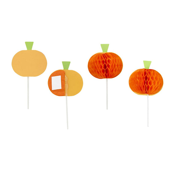 Honeycomb Pumpkin Cupcake Picks | www.sprinklebeesweet.com
