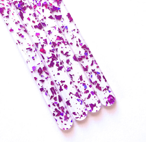 Acrylic Popsicle Sticks: Flake Glitter Purple | www.sprinklebeesweet.com