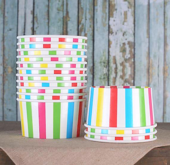 Large Rainbow Ice Cream Cups: Stripe | www.sprinklebeesweet.com