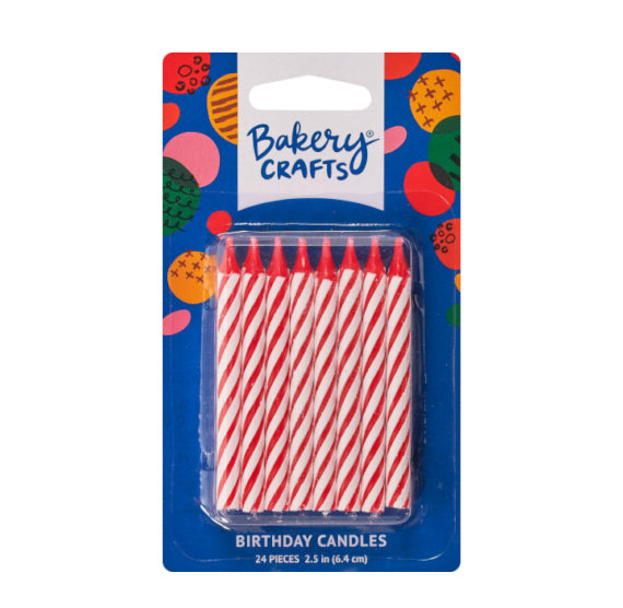 Candy Stripe Birthday Candles: Red | www.sprinklebeesweet.com