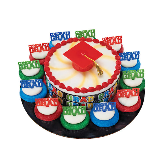 Red Graduation Cap Cake Toppers | www.sprinklebeesweet.com