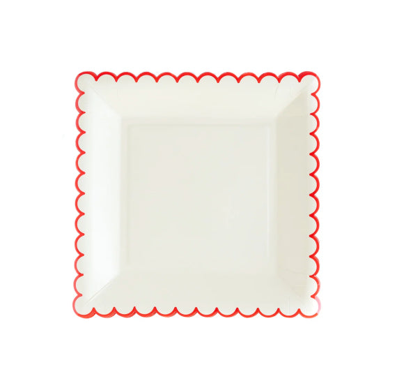 Scallop Edge White Plates with Red | www.sprinklebeesweet.com