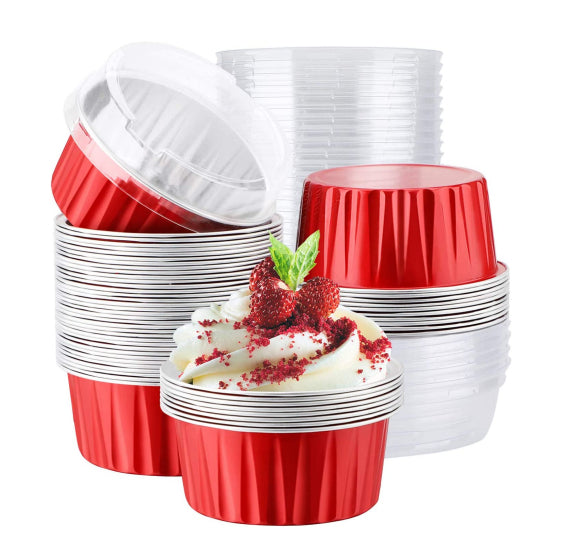 Foil Cupcake Cups with Lids: Red | www.sprinklebeesweet.com