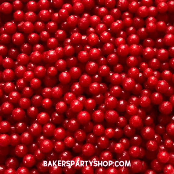 Red Sugar Pearls: 4mm | www.sprinklebeesweet.com