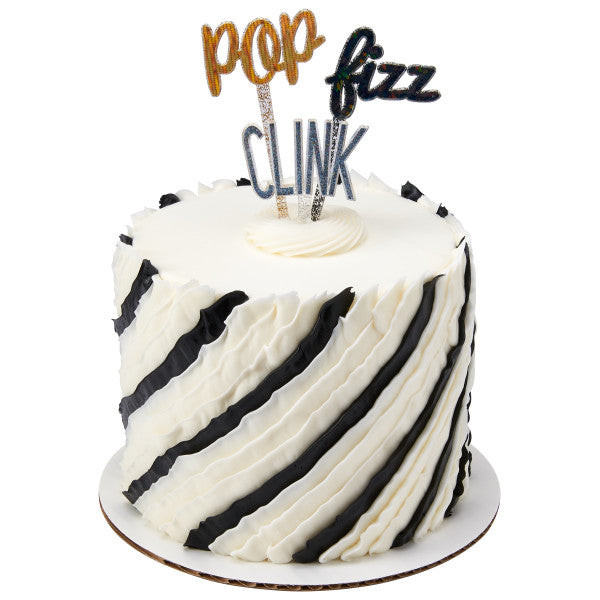 Celebration Cake Toppers: Pop Clink Fizz | www.sprinklebeesweet.com