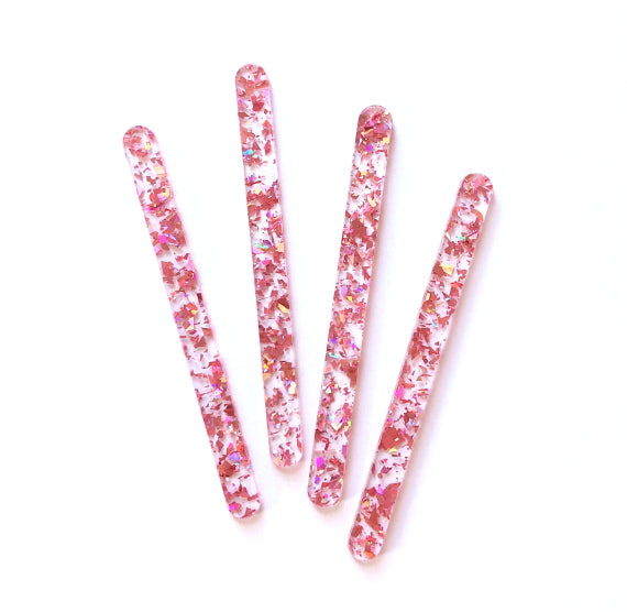 Acrylic Popsicle Sticks: Flake Glitter Rose Pink | www.sprinklebeesweet.com