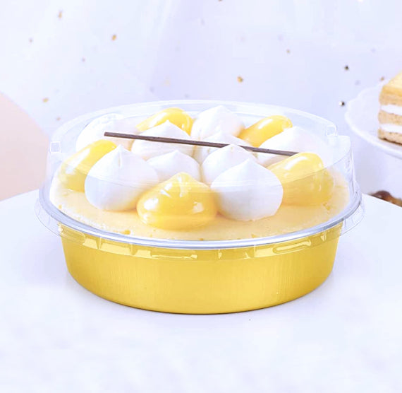 Mini Round Cake Pans with Lids: Gold | www.sprinklebeesweet.com