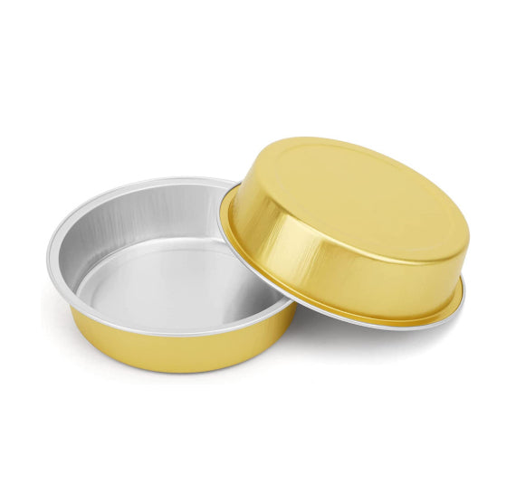 Mini Round Cake Pans with Lids: Gold | www.sprinklebeesweet.com