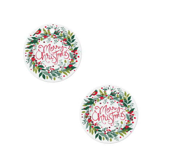 Round Merry Christmas Gift Tags: Wreath | www.sprinklebeesweet.com