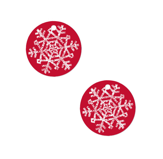 Round Christmas Gift Tags: Red With Snowflake | www.sprinklebeesweet.com