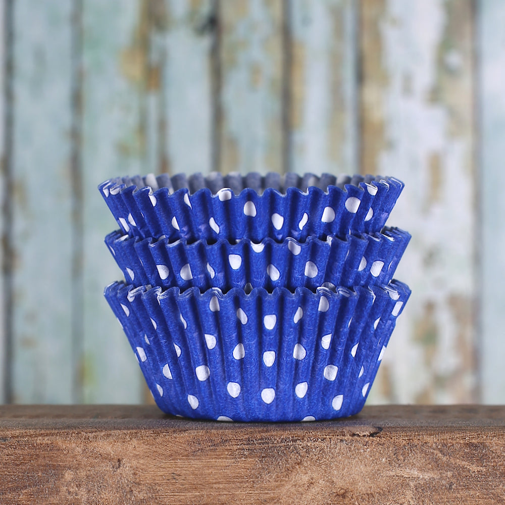 Bulk Royal Blue Cupcake Liners: Polka Dot | www.sprinklebeesweet.com