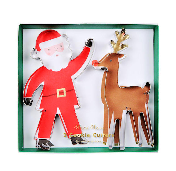 Christmas Cookie Cutters: Santa + Reindeer | www.sprinklebeesweet.com