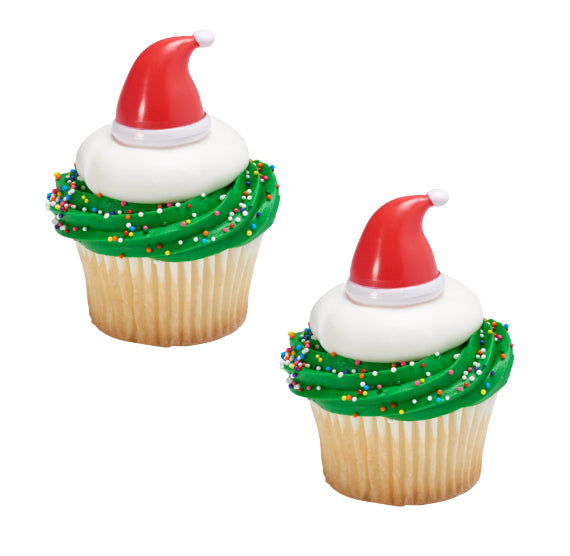 Santa Hat Cupcake Picks | www.sprinklebeesweet.com