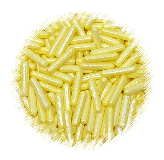 Edible Rod Sprinkles: Shimmer Light Yellow | www.sprinklebeesweet.com