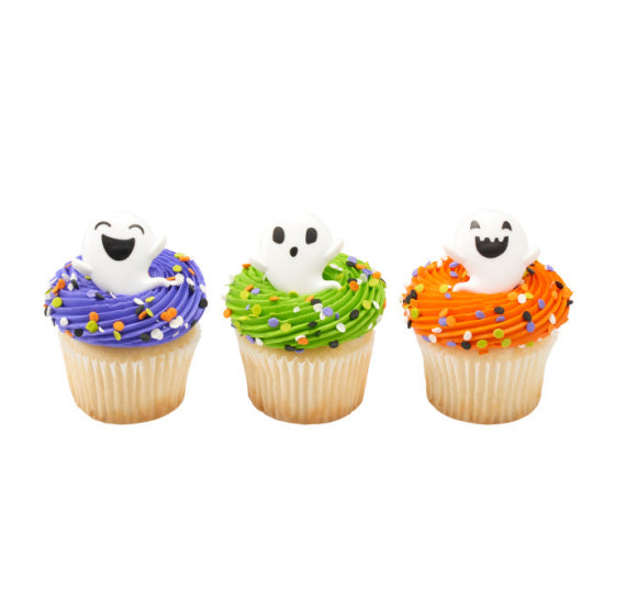 Silly Ghost Cupcake Topper Rings | www.sprinklebeesweet.com