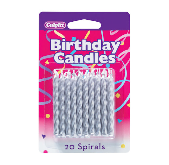 Spiral Silver Birthday Candles | www.sprinklebeesweet.com