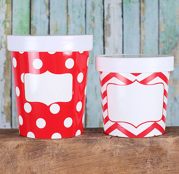 Large Ice Cream Containers: Red Polka Dot | www.sprinklebeesweet.com