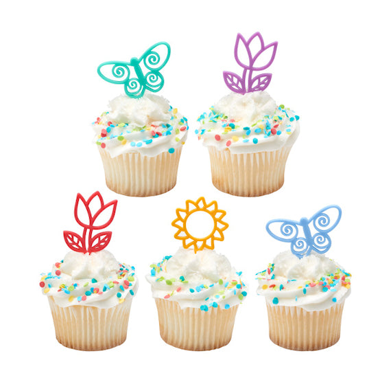 Spring Cupcake Picks: Flower, Sun + Butterfly | www.sprinklebeesweet.com