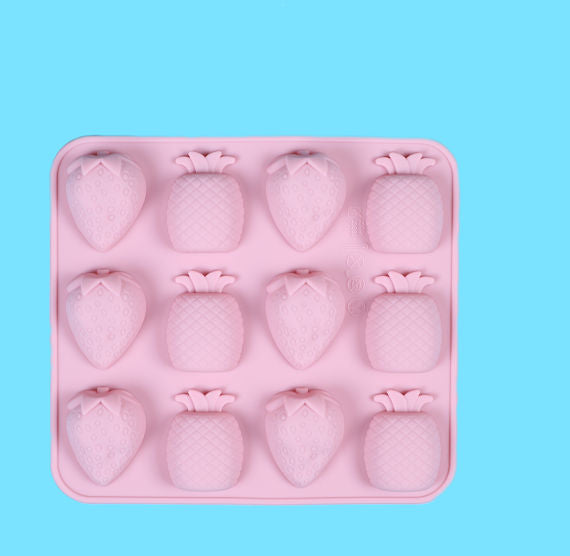 Strawberry + Pineapple Candy Mold, Strawberry Mold, Silicone Mold