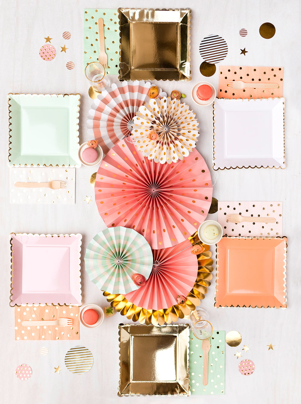 Tall Coral Napkins with Gold Polka Dots | www.sprinklebeesweet.com