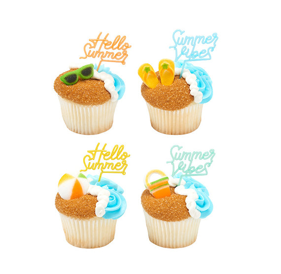 Hello Summer Cupcake Picks | www.sprinklebeesweet.com