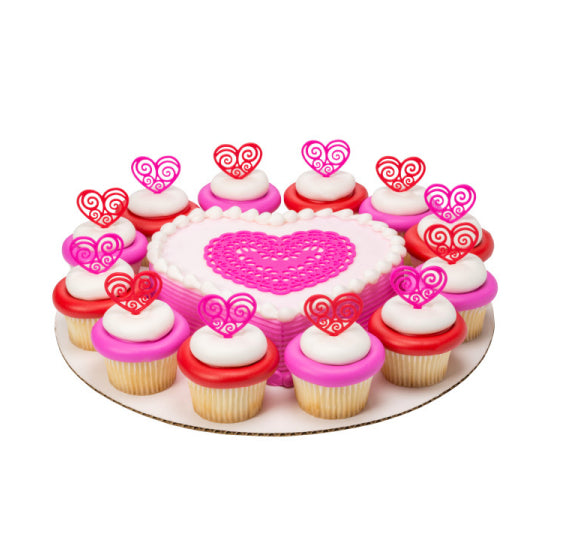 Valentine's Day Cupcake Picks: Swirl Heart | www.sprinklebeesweet.com