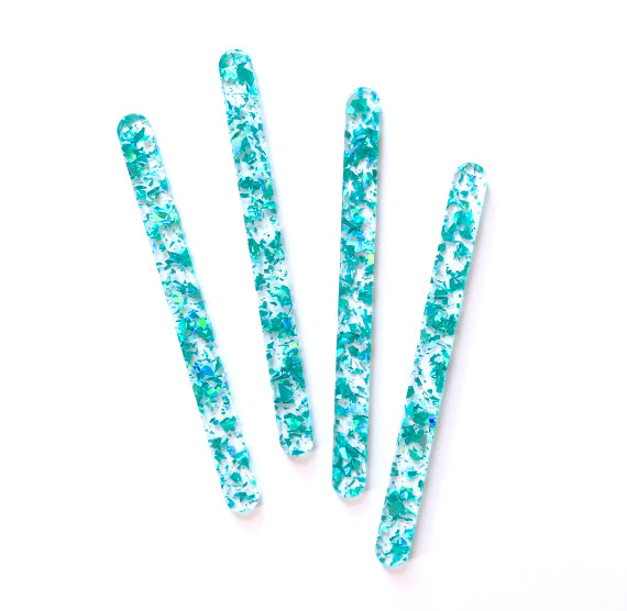 Acrylic Popsicle Sticks: Flake Glitter Teal | www.sprinklebeesweet.com