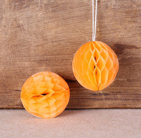 Orange Honeycomb Tissue Balls: 2" | www.sprinklebeesweet.com
