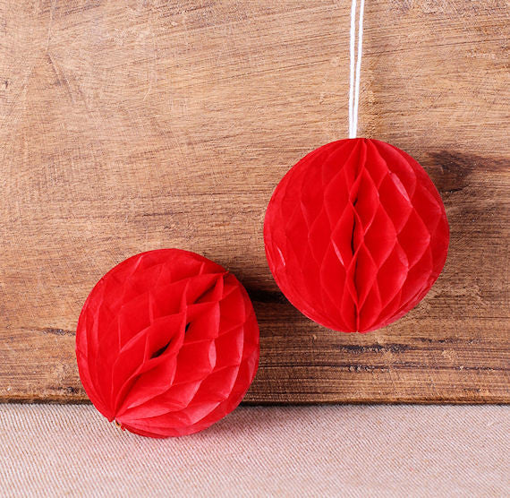 Red Honeycomb Tissue Balls: 2" | www.sprinklebeesweet.com