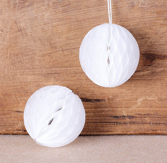 White Honeycomb Tissue Balls: 2" | www.sprinklebeesweet.com