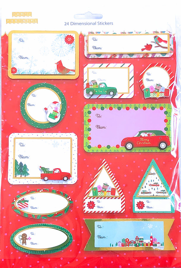 Dimensional Christmas Labels: Red Truck | www.sprinklebeesweet.com