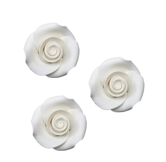 Edible White Fondant Roses: 1.5" | www.sprinklebeesweet.com