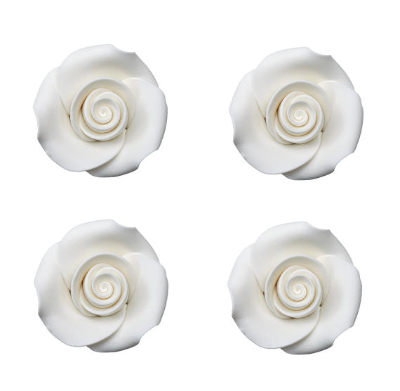 Edible White Fondant Roses: 1.5" | www.sprinklebeesweet.com