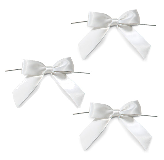 White Bows with Ties: 3" | www.sprinklebeesweet.com