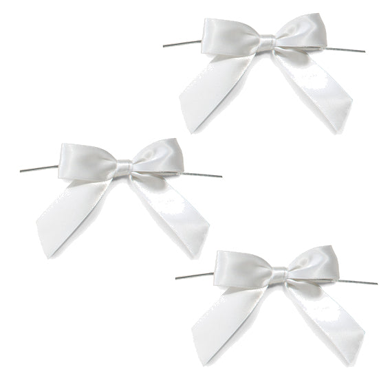White Bows with Ties: 3" | www.sprinklebeesweet.com