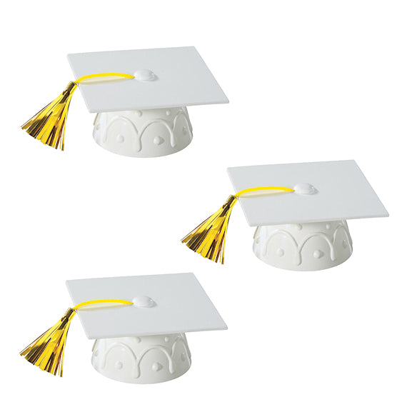 White Graduation Cap Cake Toppers | www.sprinklebeesweet.com