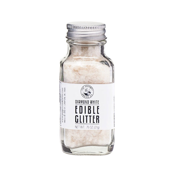 White Edible Glitter Flakes | www.sprinklebeesweet.com