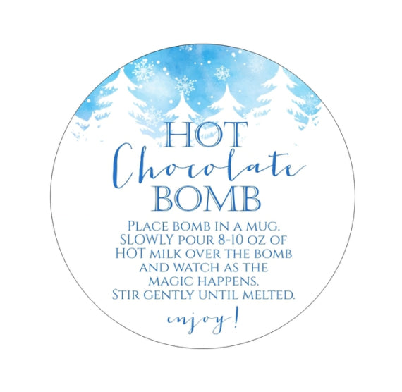 Blue Christmas Cocoa Bomb Stickers | www.sprinklebeesweet.com