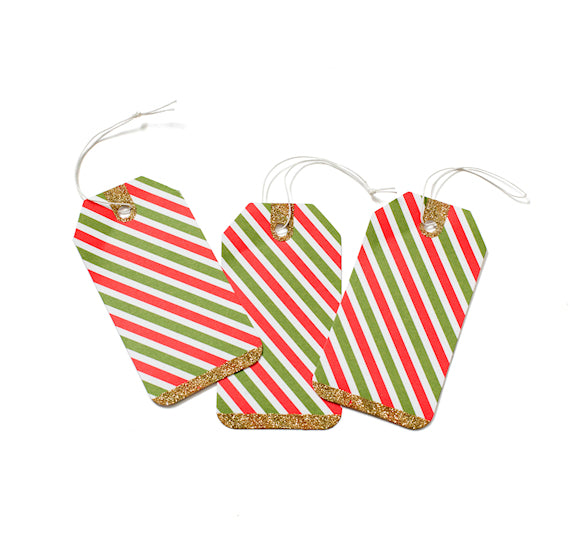 Striped Christmas Gift Tags with Glitter | www.sprinklebeesweet.com
