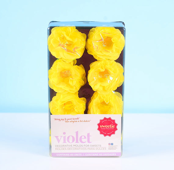 Violet Flower Candy Cups: Pearly Yellow | www.sprinklebeesweet.com