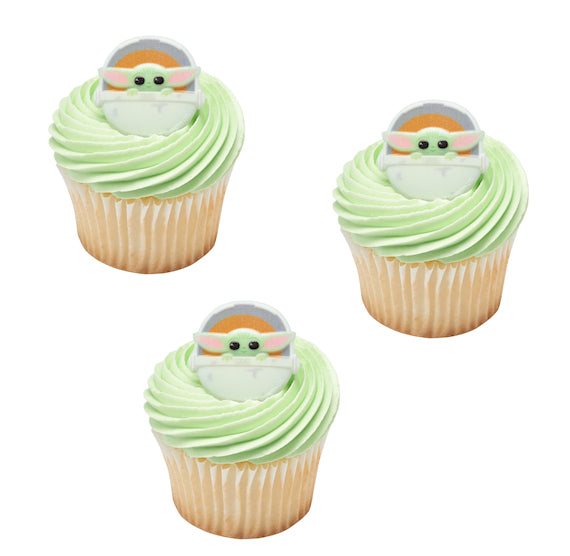 Baby Yoda Cupcake Topper Rings | www.sprinklebeesweet.com